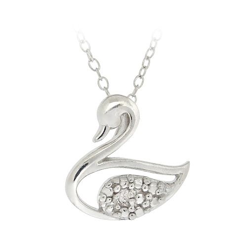 Sterling Silber Diamant Akzent Schwan Halskette