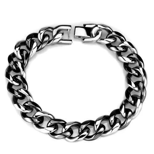 3W1000 - Hoch poliertes (ohne Beschichtung) Edelstahl-Armband mit Keramik in Jet