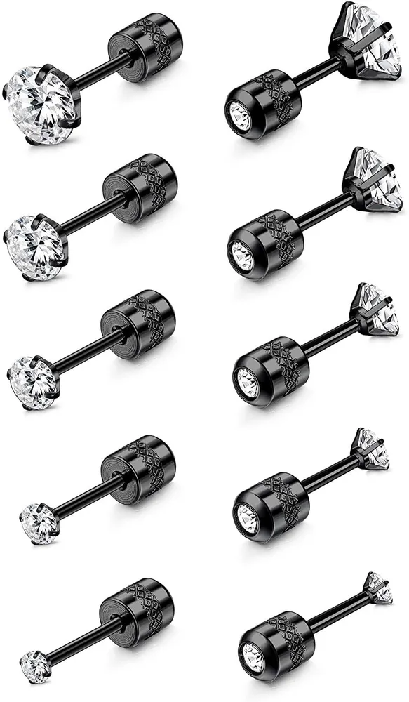 5 Paare 18G Knorpel Ohrringe für Frauen Männer winzig Edelstahl Piercing Stud Ohrringe CZ Schraube Rücken Ohrringe