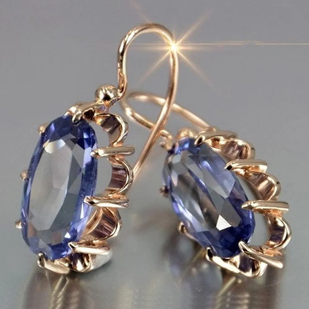 18 Karat Gold Plated Chic Braut Hochzeit Dangle Ohrringe Oval Faux Edelstein Ohrringe Damen Schmuck Geschenke