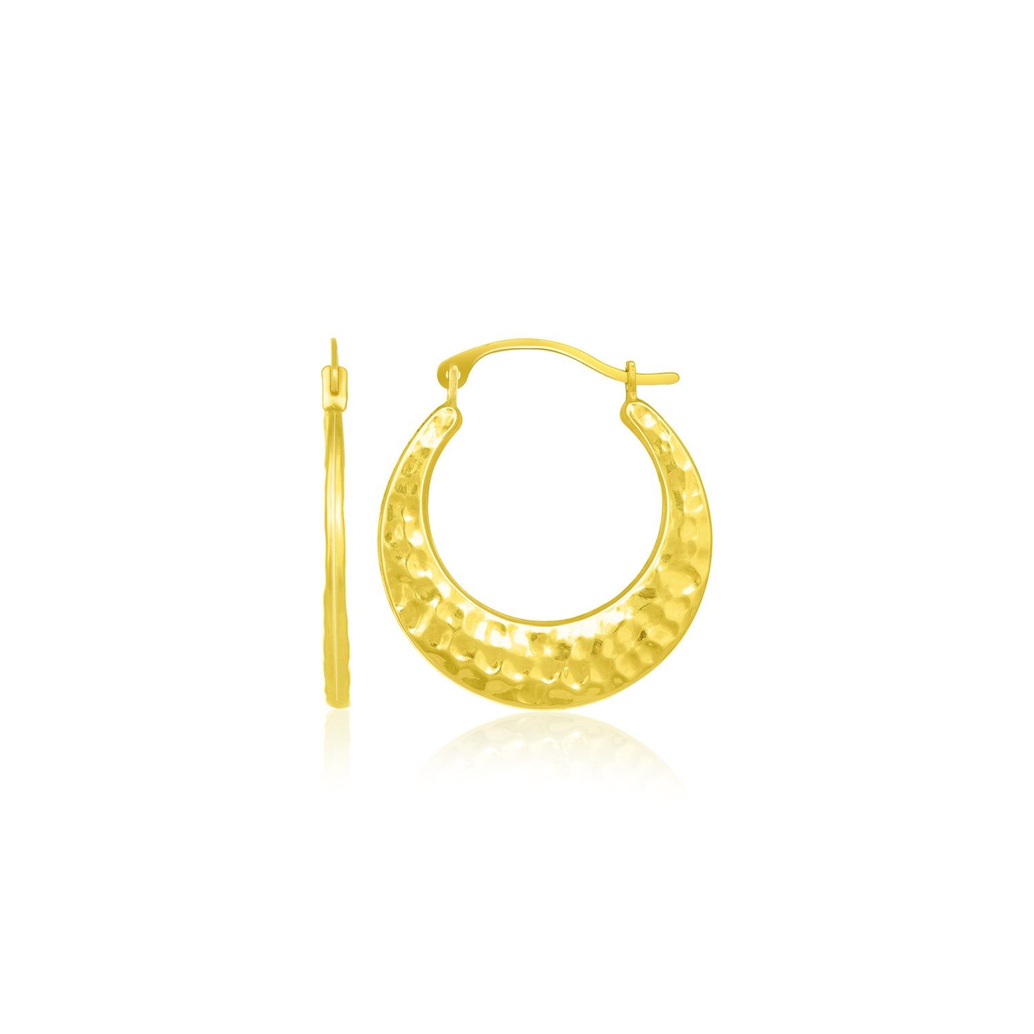 10 Karat Gelbgold Graduierte Textured Hoop Ohrringe