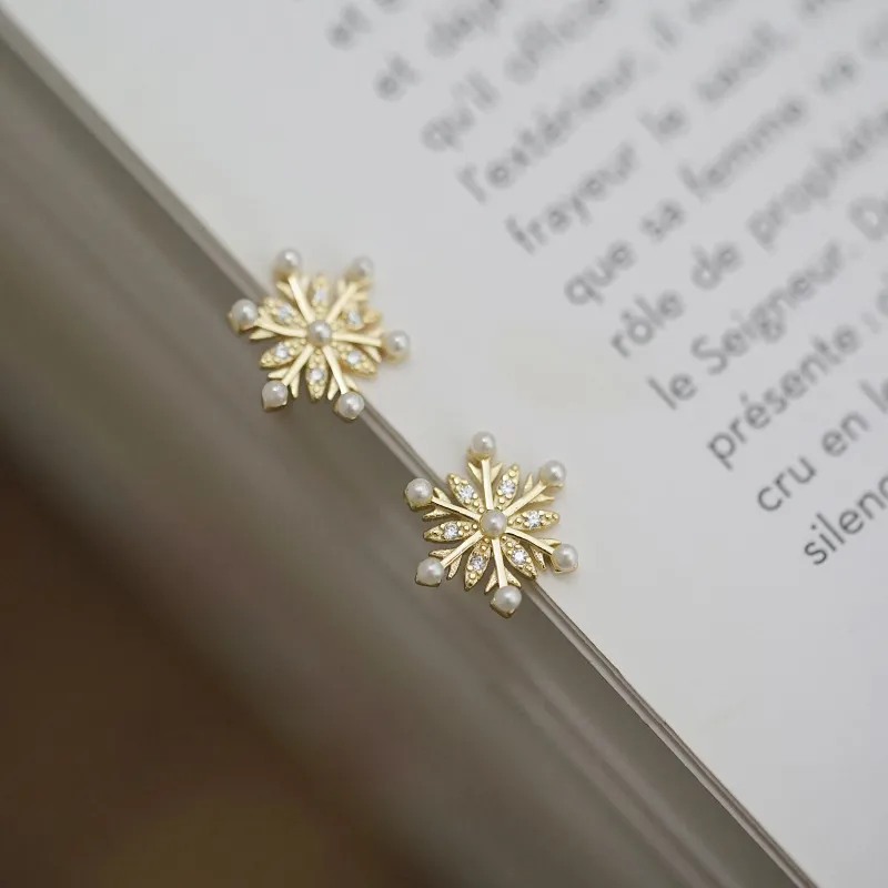 Ästhetik Schneeflocken Pearl Ohrringe Ins Weiblich