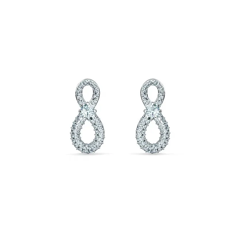 Crystal Series Infinite Love 8 Stud Ohrringe Modische vielseitige Silber Ohrringe voller Diamanten