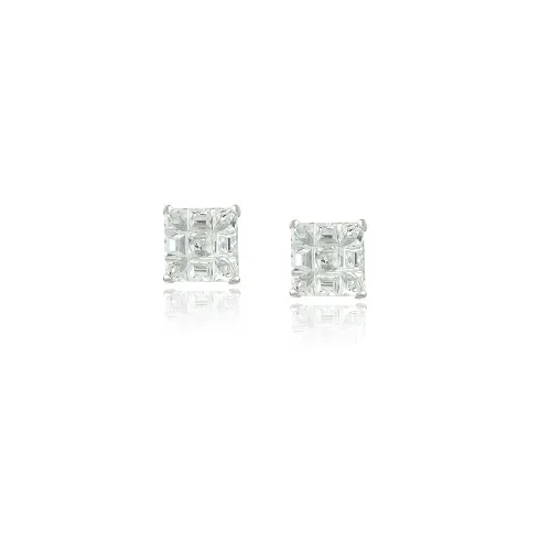 Sterling Silber CZ Schachbrett 5mm Stud Ohrringe