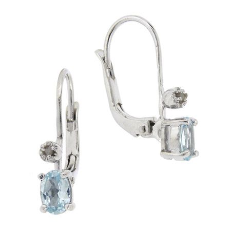 Sterling Silver Diamond Accent & Blue Topaz Leverback Ohrringe