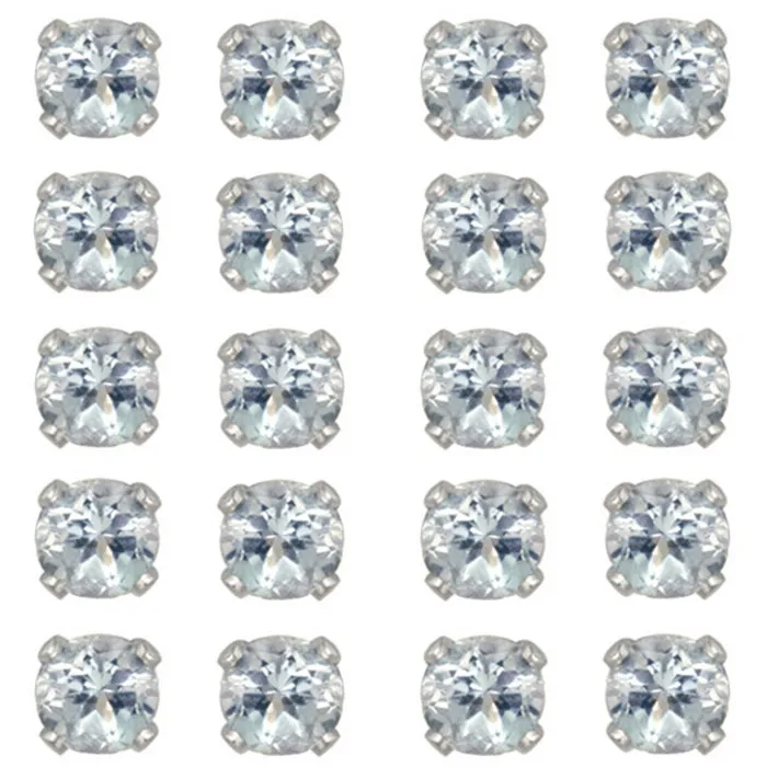 Sterling Silber 11,16ct Blau Topaz 5mm Stud Ohrringe, Set von 10