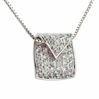 Sterling Silber simuliert Diamant CZ Pflaster Classic Anhänger