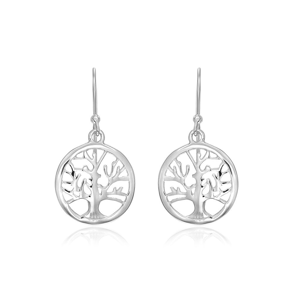 Sterling Silber Round Baum des Lebens Ohrringe