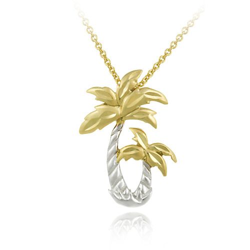 18 Karat Gold über Sterling Silber und Sterling Silber Zwei-Ton - Palmen-Hänger