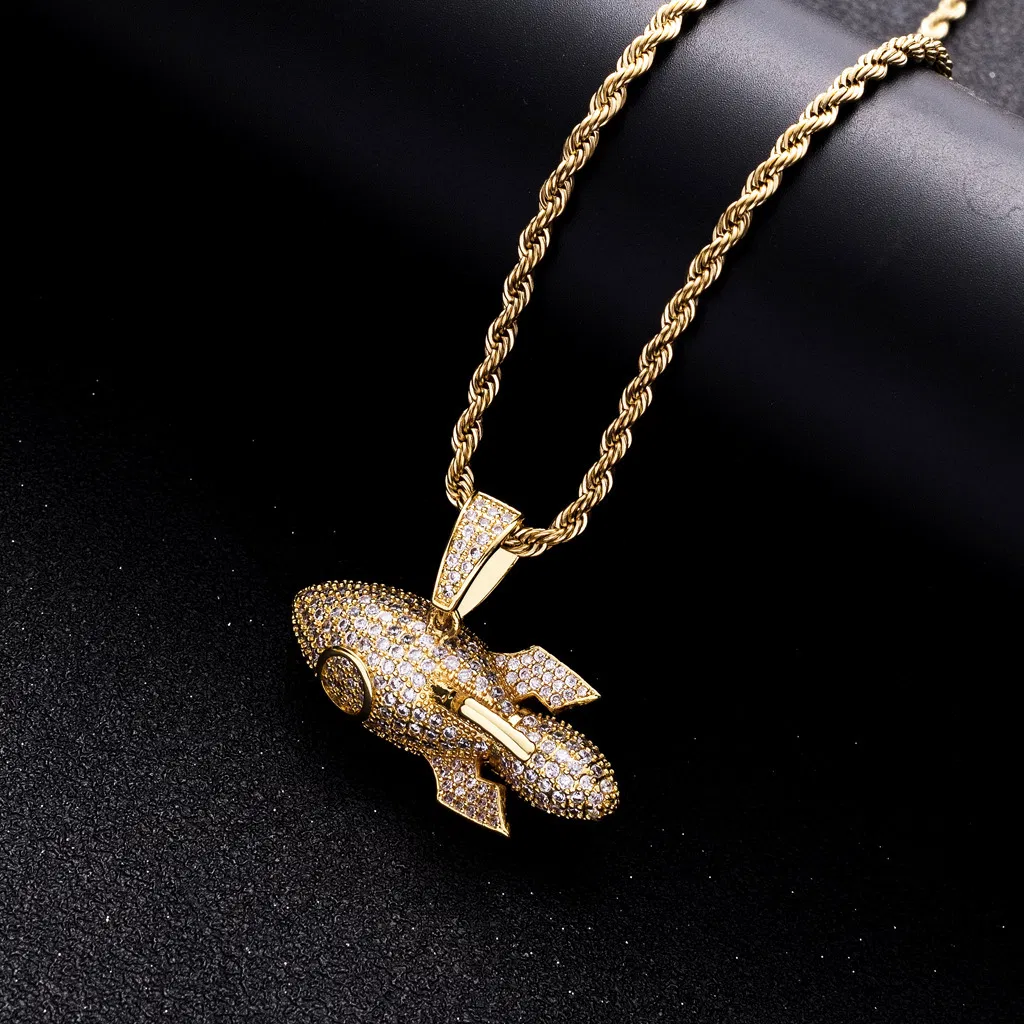 Halskette Rakete Anhänger Micro Inlaid Zircon Männer Hiphop