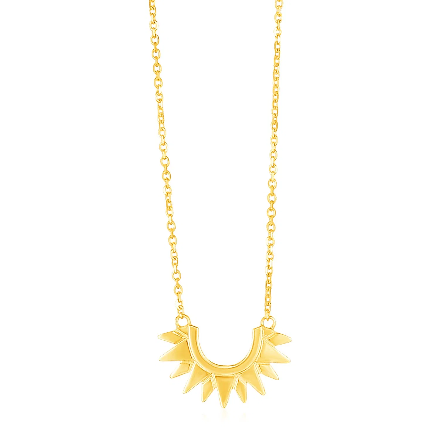 14 Karat gelbes Gold poliert Sunburst Halskette