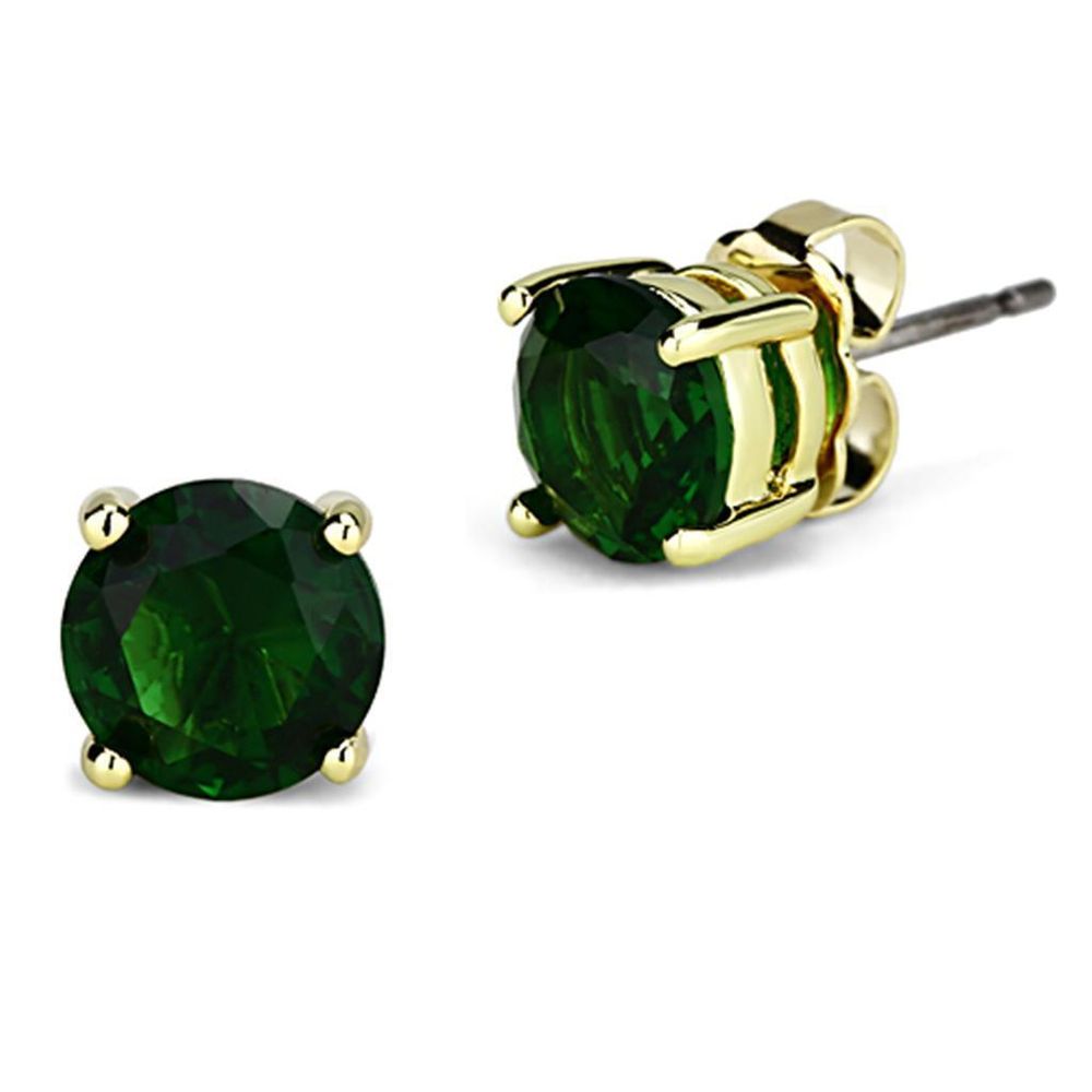 3W551 Gold-Messing - Ohrringe mit Synthetischem Smaragd