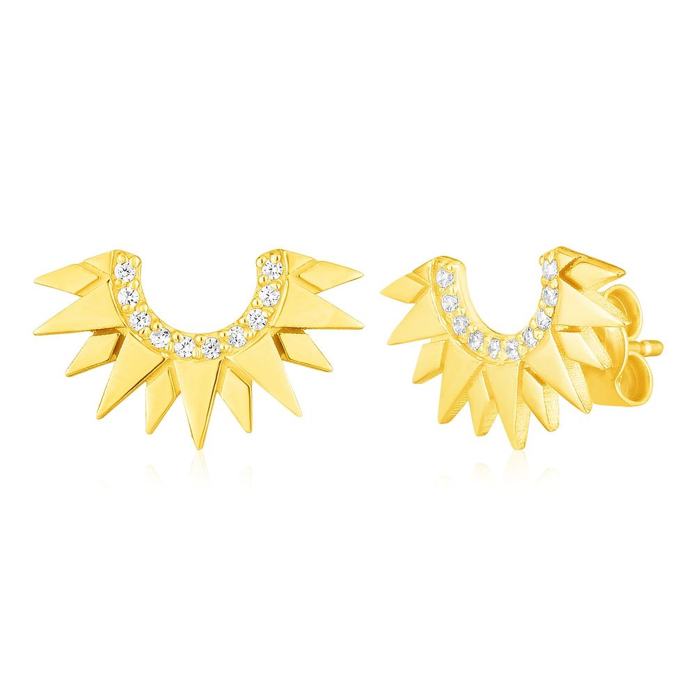 14 Karat gelbes Gold Sunburst Ohrringe mit Diamanten