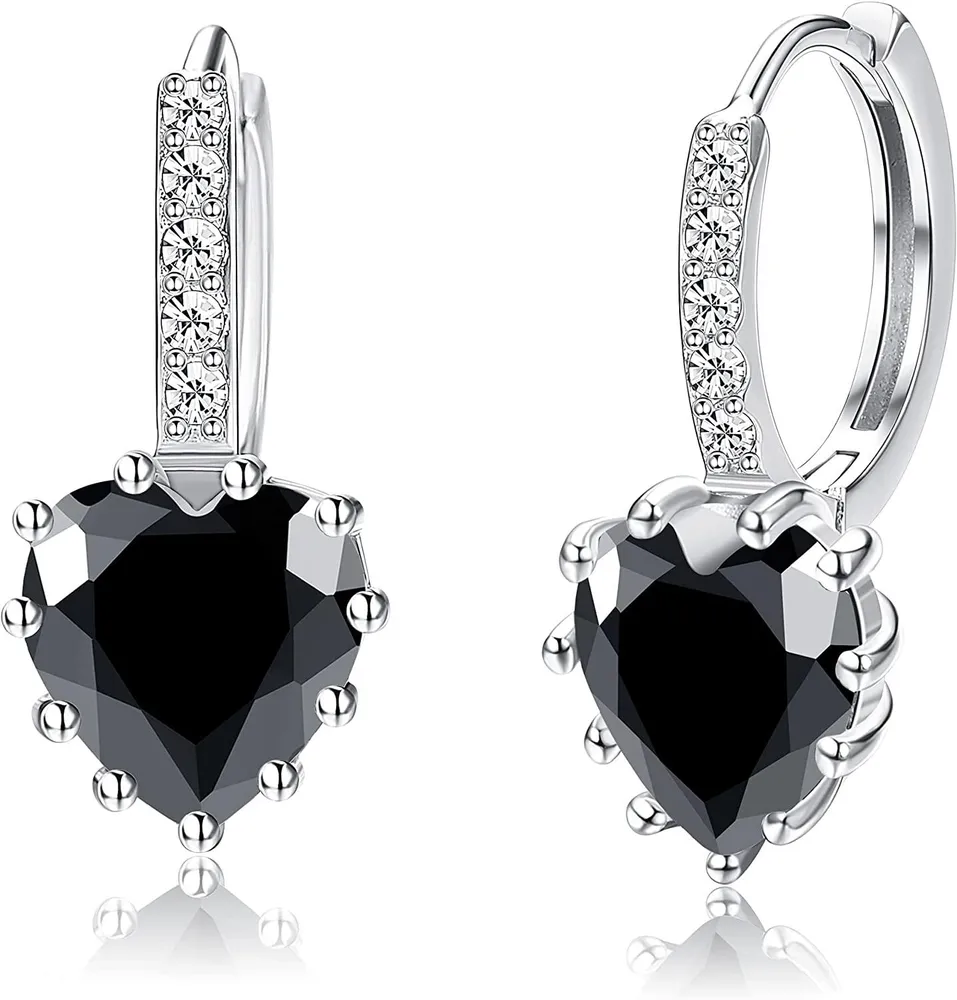 Drop Dangle Ohrringe für Frauen; 14K Gold Plated Leverback Ohrringe mit Herz-Form Cubic Zirkonia Huggie Hoop Ohrringe Mode für Egirls Zirkonia Ohrringe für Frauen