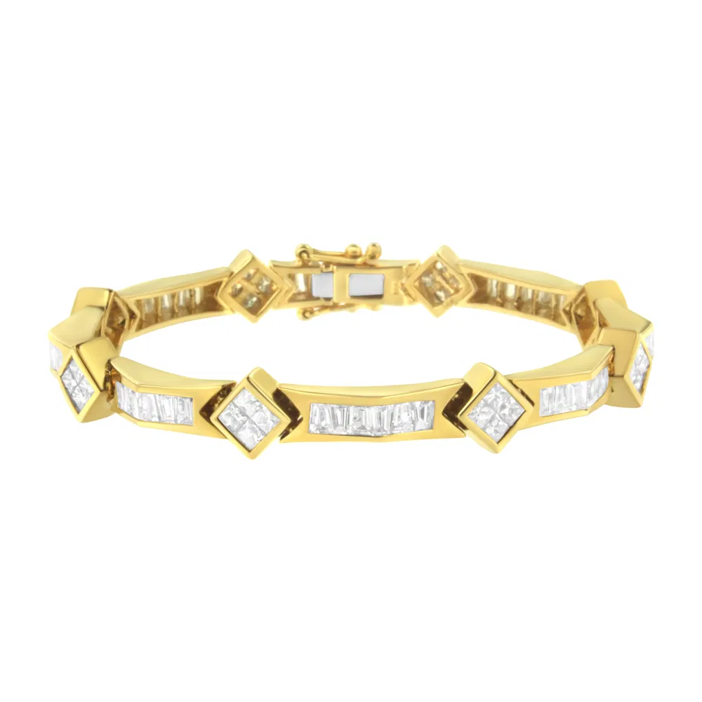 14K Gelbgold 5 - 3 / 8 Cttw Baguette & Princess Cut Diamant 7