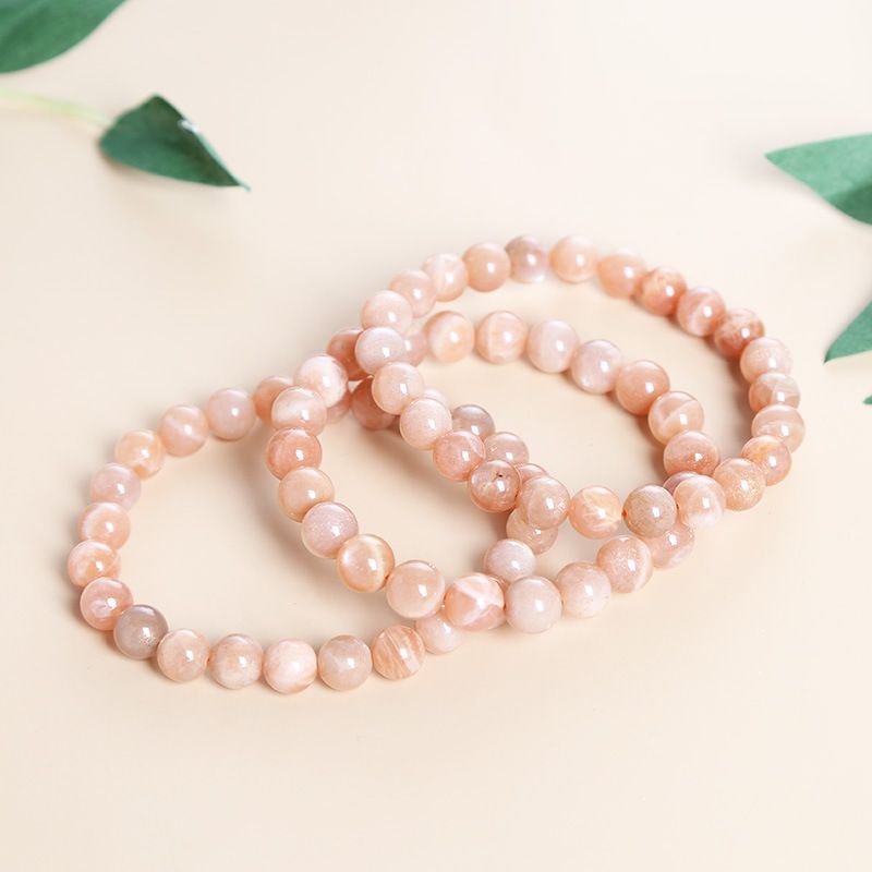 Damen Mode Sunstone Armband Orange Moonlight Round Beads