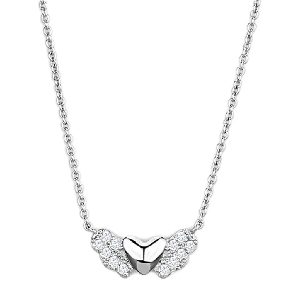 3W451 - Rhodium-Messing - Halskette mit AAA-Klasse CZ in Clear