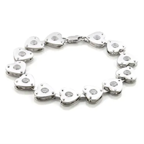 LO586 - Matte Rhodium & Rhodium Brass Armband mit AAA-Klasse CZ in Clear