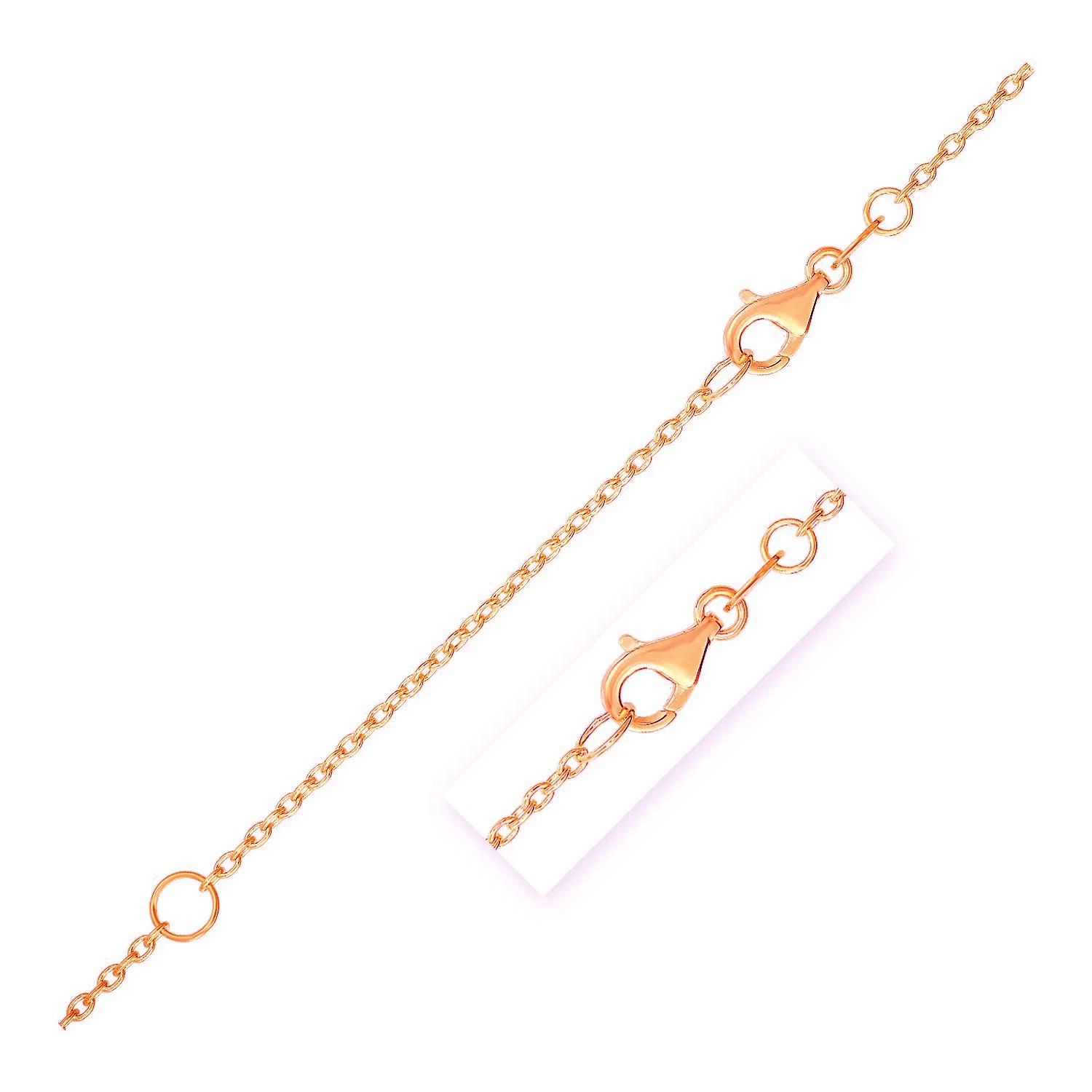 Ausdehnbare Kabelkette in 14 Karat Rose Gold (1,50 mm)