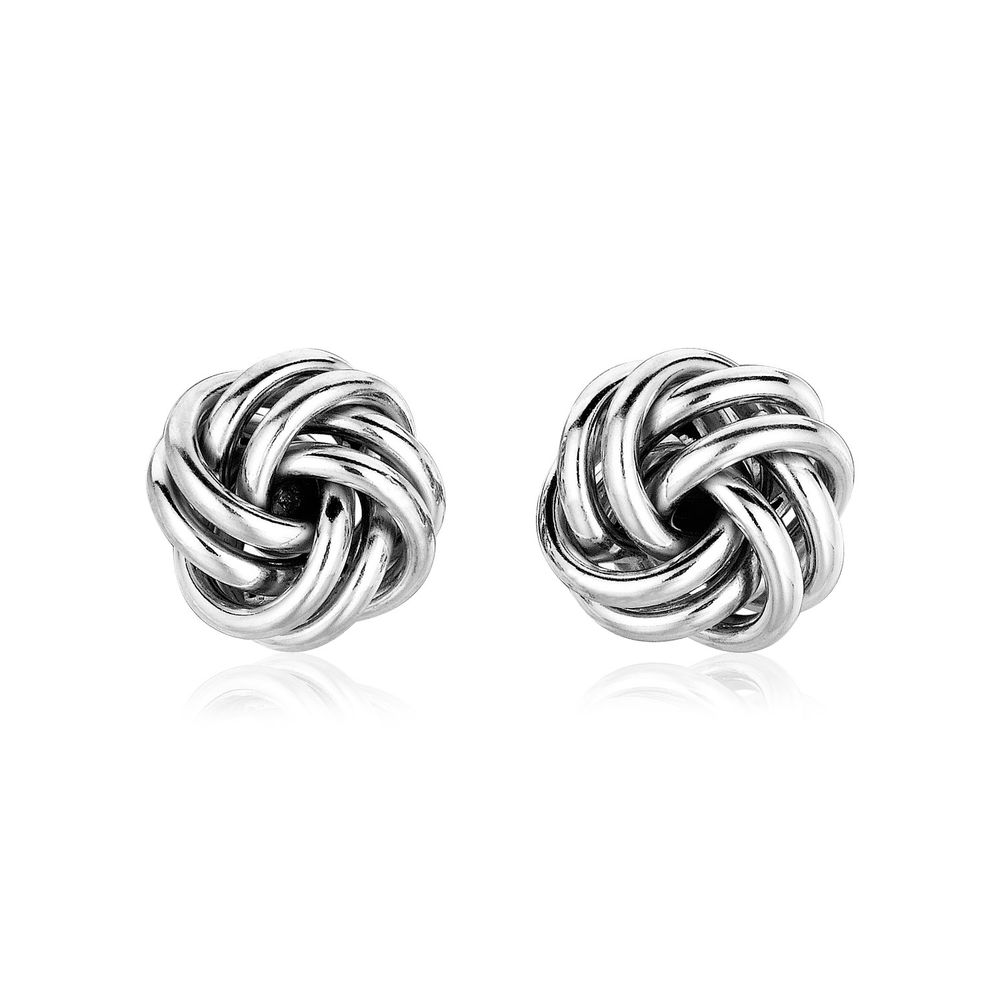 Sterling Silber Petite Zwei Strand Liebe Knoten Ohrringe