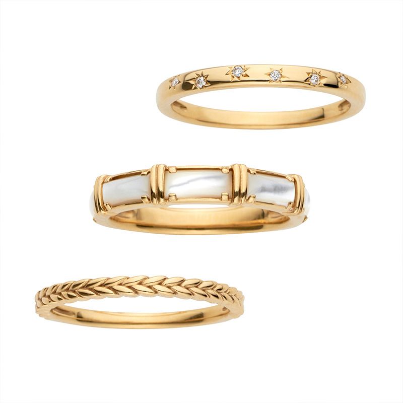 Light Luxury 925 Silber Schmetterlings Shell Star Index Finger Zircon Ring Drei-Teil - Set