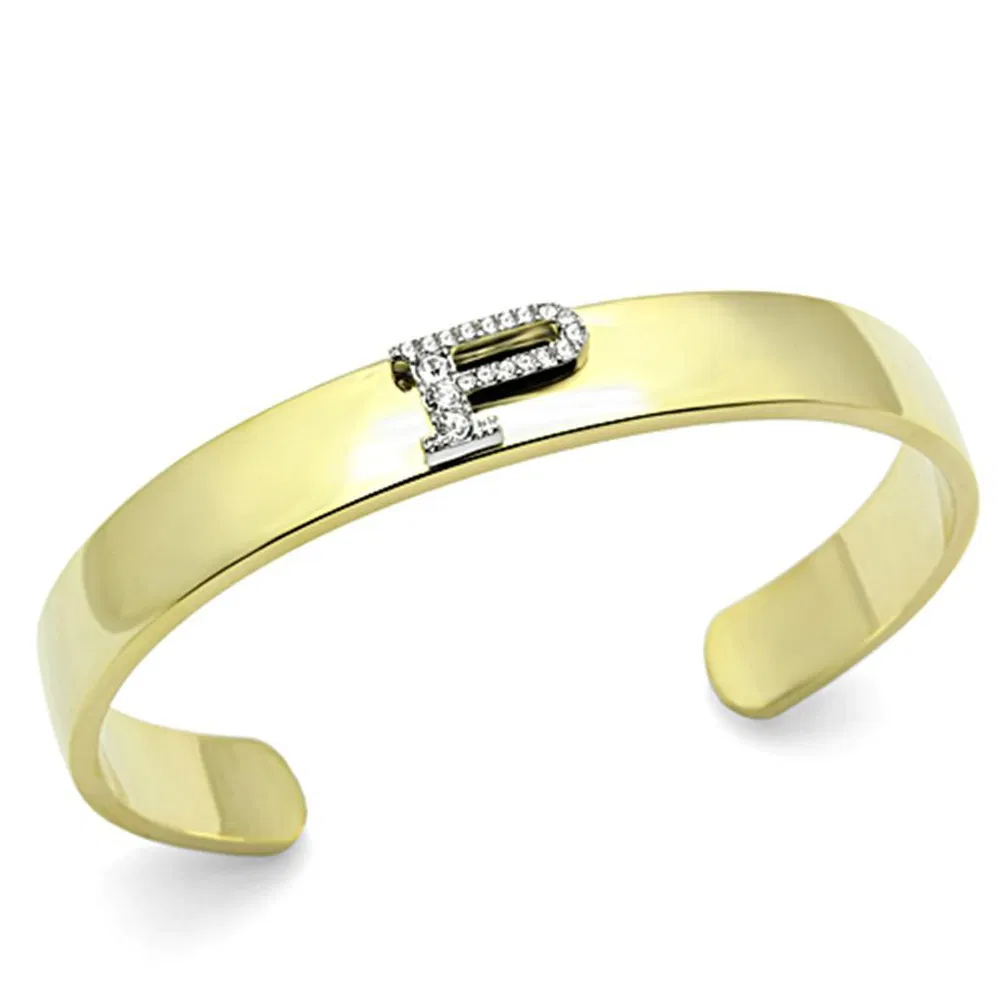 LO2585 - Gold + Rhodium Weißmetall Armband mit Top-Grade - Kristall in Clear