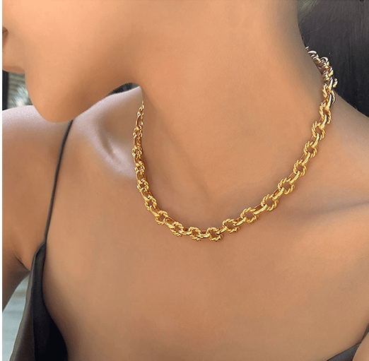 Messing mit 18K Gold Geo OT Ketten Halskette Frauen Schmuck Designer T Show Runway Kleid Rare INS Japan Korean Fashion