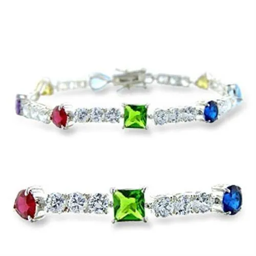 414402 - Hochpoliertes 925 Sterling-Silber - Armband mit AAA-Klasse CZ in mehreren Farben