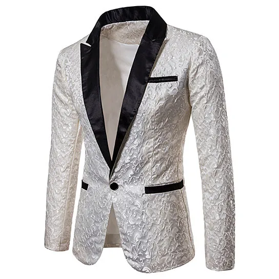 Men 's Blazer Slim Fit Printed One Button Floral Casual Blazer Sports Jacket