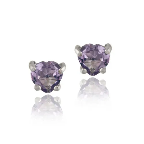 Sterling Silber .80ct Amethyst 5mm Herz Stud Ohrringe