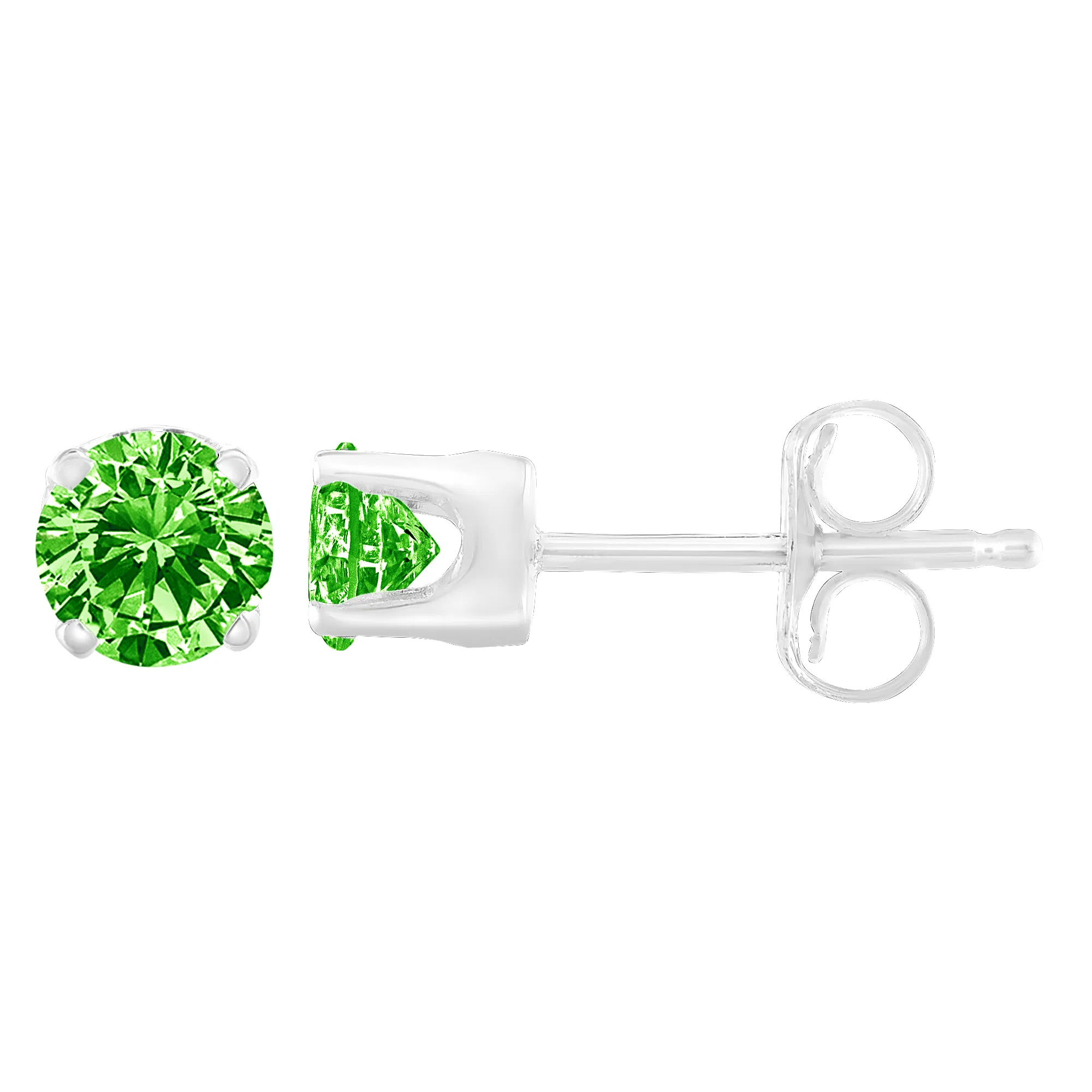 .925 Sterling Silber 1 / 5 Cttw Round Brilliant-Cut Green Diamond Classic 4 - Spitzen-Stopp Ohrringe (Fancy Color-Enhanced, I2 - I3 Clarity)