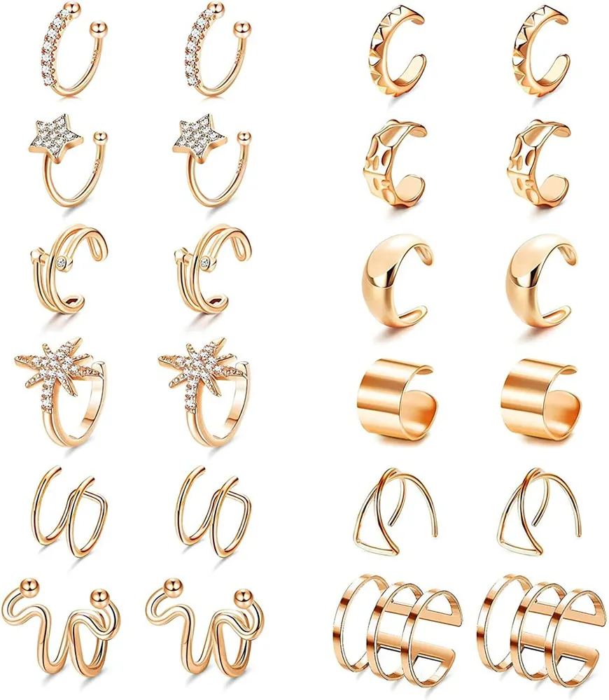 12 Paare Ohr Manschette Helix Knorpel Clip Auf Ohrringe für Frauen Nicht Piercing Huggie Hoops Ohrschellen Set