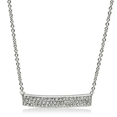 3W079 - Rhodium-Messing - Halskette mit AAA-Klasse CZ in Clear