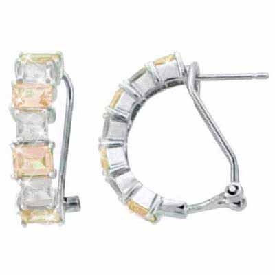 Sterling Silber Champagner CZ und simulierte Diamant cz Halbschleife Ohrringe