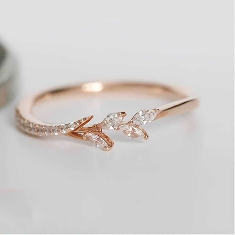 Frauen Glamour Ring Ewigkeit Hochzeitsband Blatt Zirkon Schmuck Vorschlag Jubiläumsgeschenk Verlobungsringe