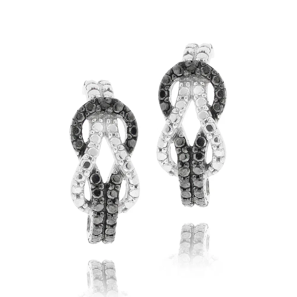 Sterling Silber Black Diamond Akzent Knoten Ohrringe
