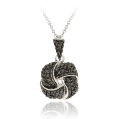 Sterling Silber Schwarz Diamant Akzent Liebe Knoten Anhänger