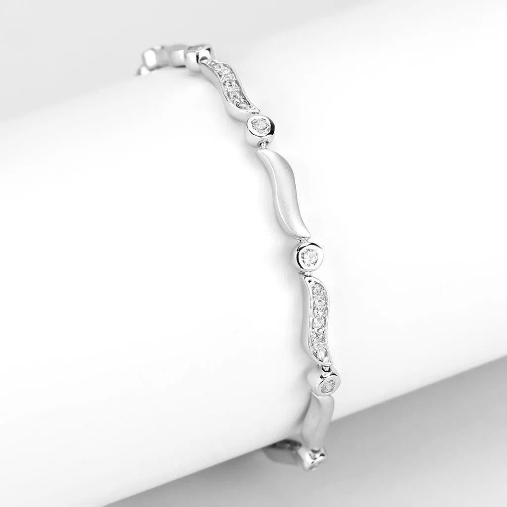 LO4740 Matte Rhodium & Rhodium Brass Armband mit AAA-Klasse CZ in Clear