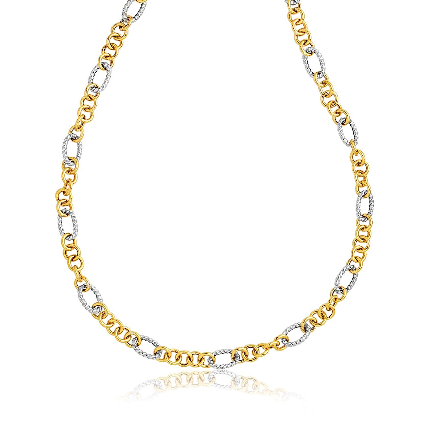 14k Zwei-Tone Round und Cable Style Link Kette