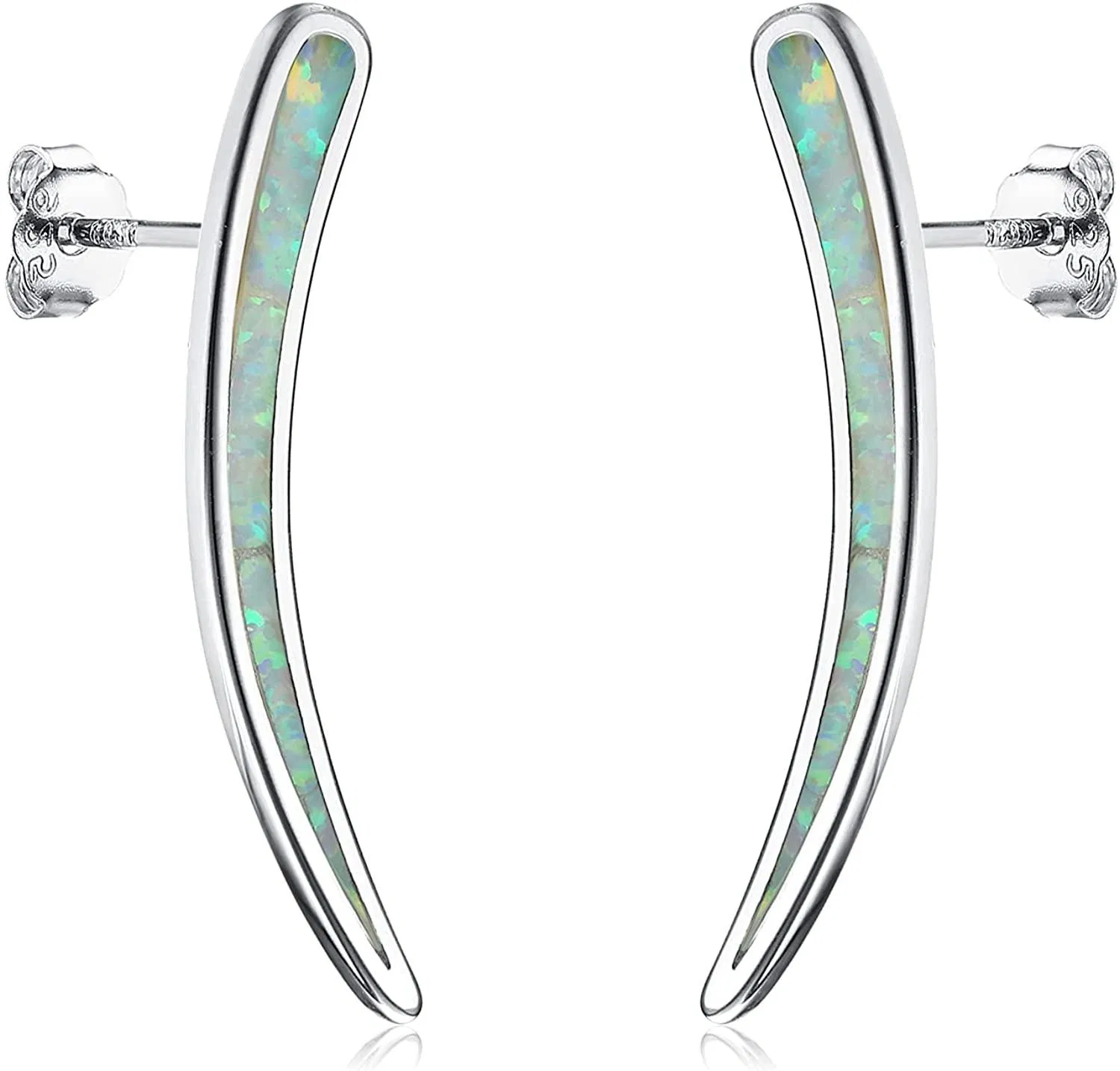 Opal Ohr Cuff Ohrringe 925 Sterling Silber geschaffen Feuer Opal Bar Crawler Kletterer Ohrringe Schmuck Geschenke für Frauen