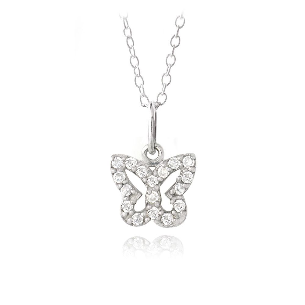 Sterling Silber CZ Schmetterling Novelty Halskette
