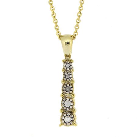18 Karat Gold über Silber Graduating Diamond Accent Journey Anhänger