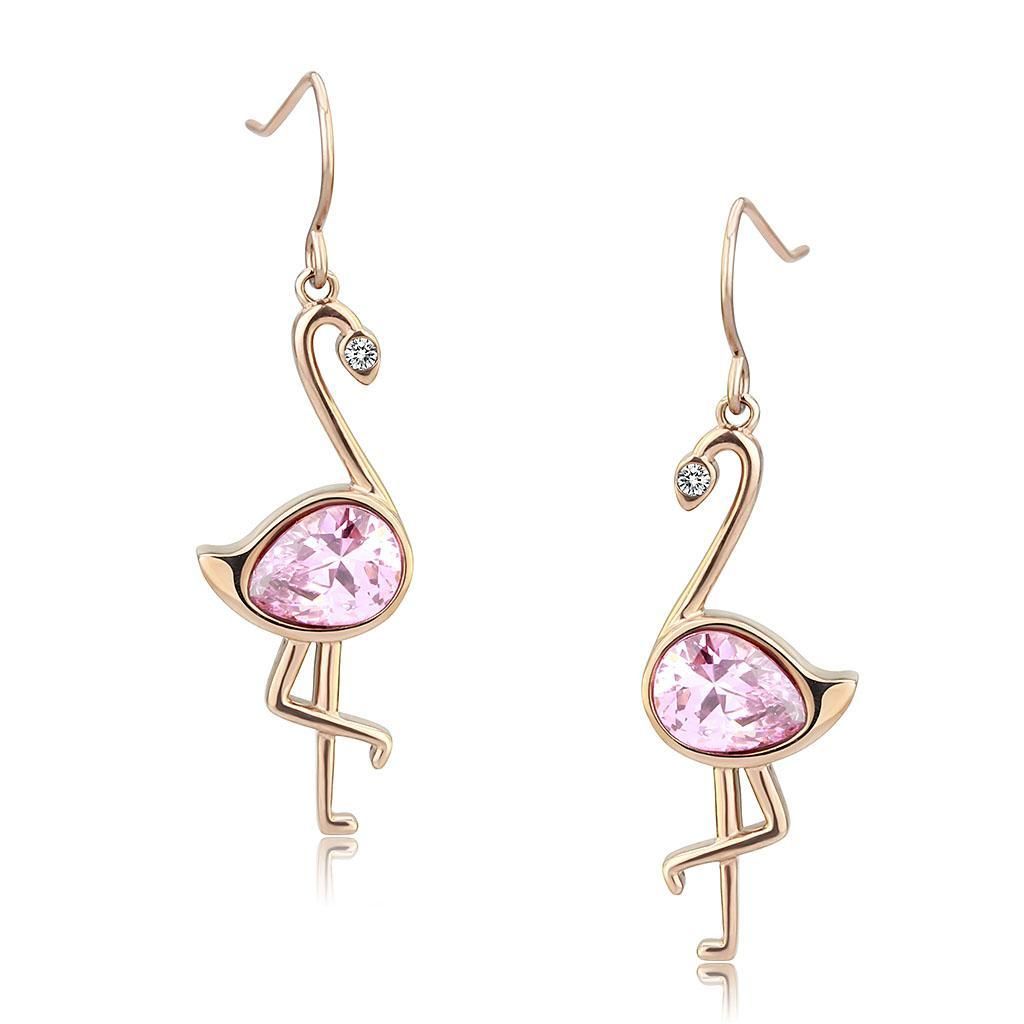 TK3663 - IP Rose Gold (Ion Plating) Edelstahl Ohrringe mit AAA-Klasse CZ in Rose