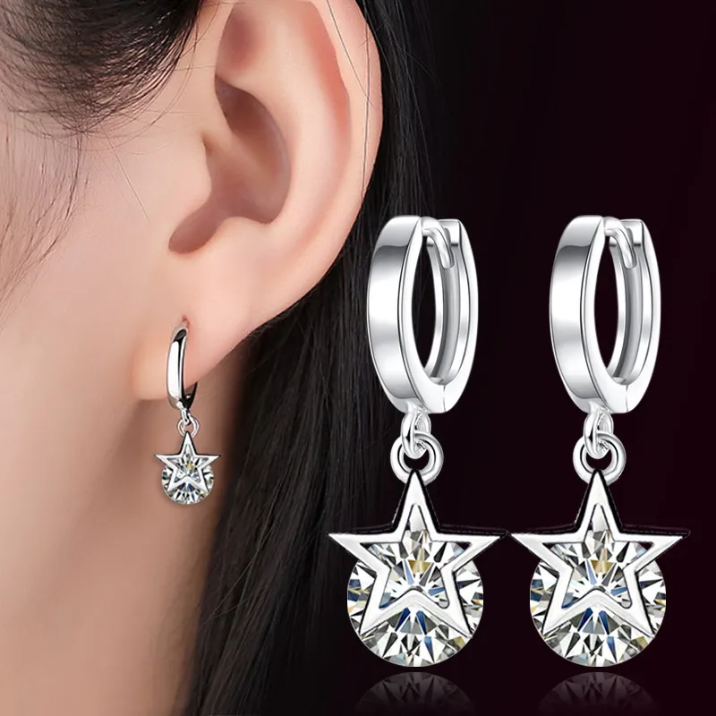 925 Sterling Silber Ohrringe Schmuck High Quality Retro Simple Muster Purple White Zircon Ohrringe Hot Sale