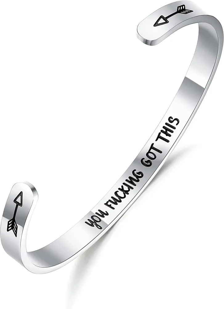 Inspirierende Armbänder für Frauen Motivation Mantra Zitat Manschettenarmbänder für besten Freund Mitarbeiter für Teenager Mädchen Personalisierte Ermutigung Geburtstagsgeschenk mit Box