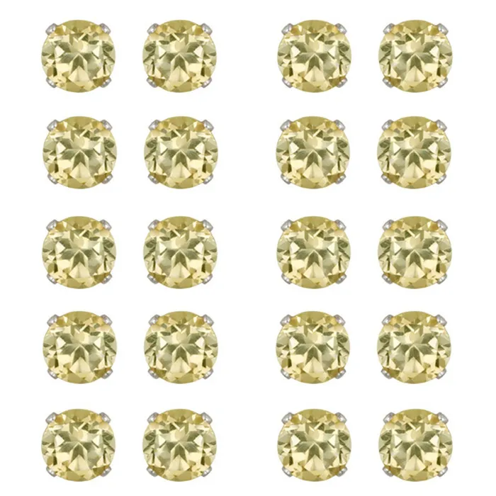 Sterling Silber 5ct Citrine 4mm Stud Ohrringe, Set von 10