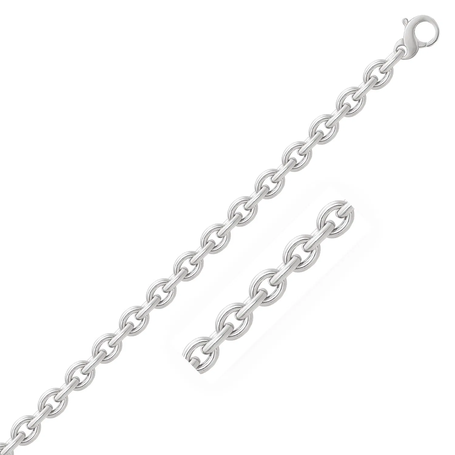 14 Karat Weißgold poliertes Kabel Motif Armband
