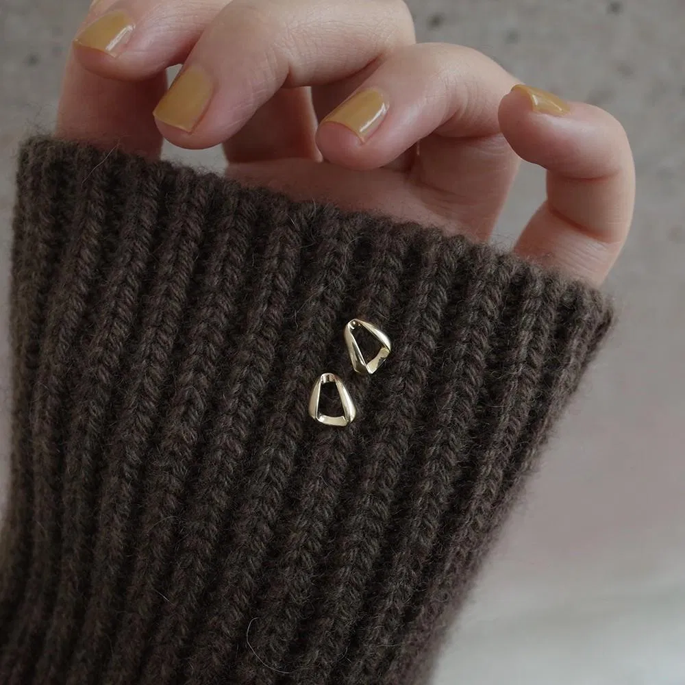 Mode 925 Sterling Silber Plated 14K Gold Vertical Body Geometrisches Dreieck Ohr Studs