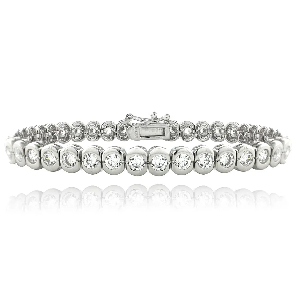 Sterling Silber 4,5 ct CZ Bezel-Set Tennis Armband