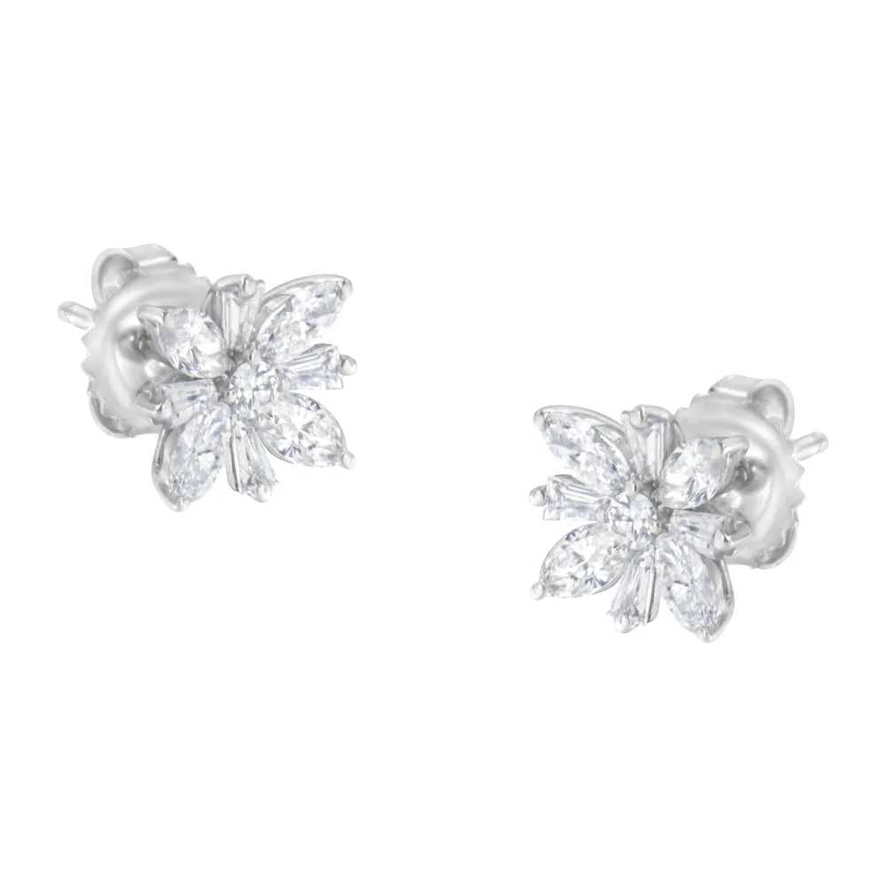 14 Karat Weißgold 1 1/4 cttw Diamant-Stick - Ohrring (H-I, SI1 - SI2)